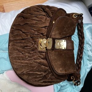 Miu Miu brown coffer metalasse hobo bag